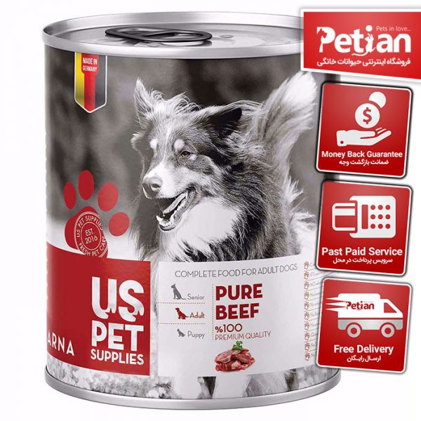 کنسرو سگ بالغ حاوی گوشت گوساله US PET