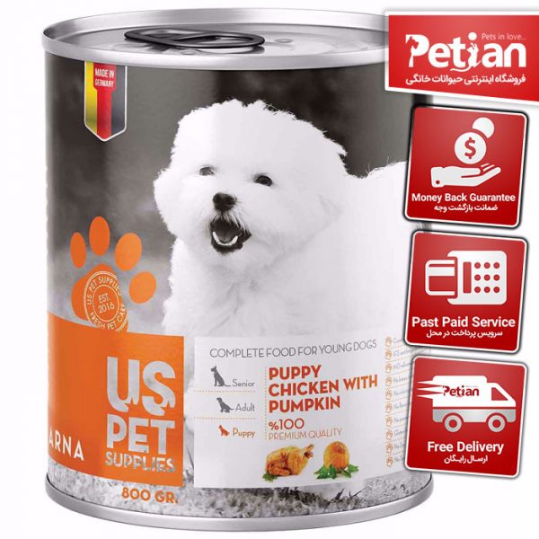 کنسرو گوشت مرغ برای توله سگ با برند US Pet